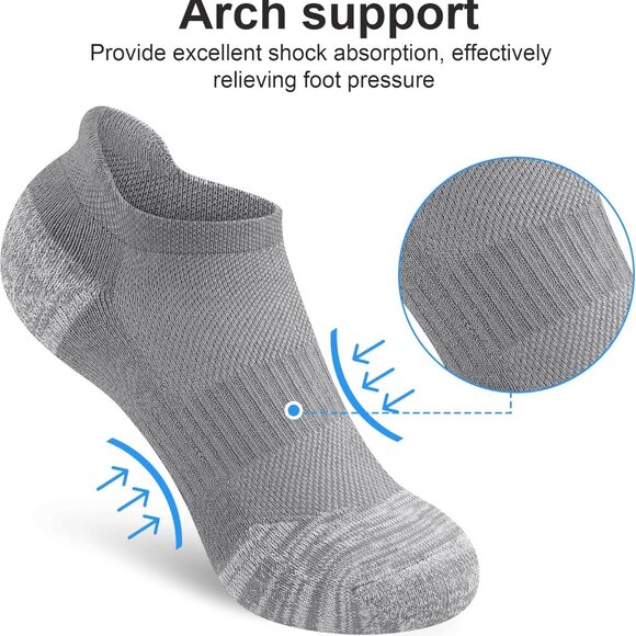Women's Ankle Socks for Athletics 5-Pack Breathable Cotton with Arch Support - Picture 3 of 7